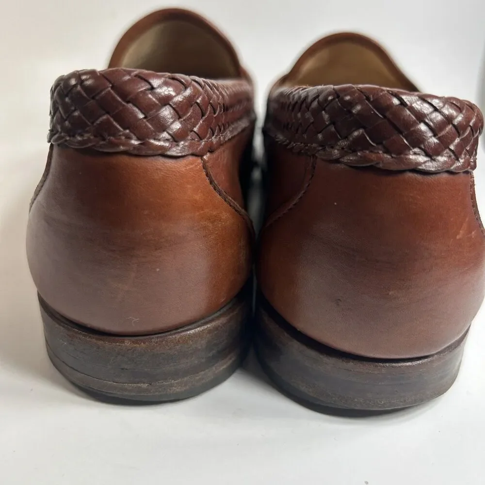 Allen Edmonds Mens Shoes Size 10 Maxfield Brown Leather Tassel Loafers Braided